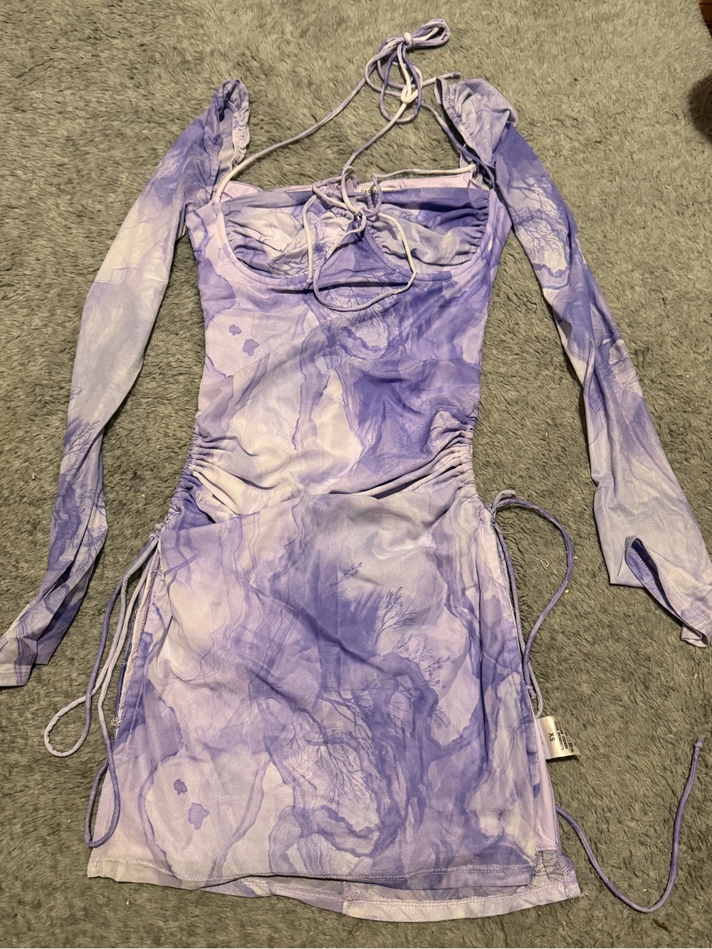 Lavender Marble Long Sleeve Fashion Nova Mini Dress